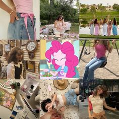 Pinkie Pie Moodboard, Pinkie Pie Aesthetic Outfit, Pinky Pie Aesthetic, Pinkie Pie Aesthetic, Lizzie Hearts, Characters Aesthetic