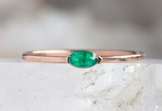 Teensy Emerald Ring – Alexis Russell Silver Emerald Ring, Custom Diamond Rings, Smaragd Ring, Handcrafted Engagement Ring, Dainty Gold Rings, Minimalist Ring, Antique Diamond, The Stone, Emerald Gemstone