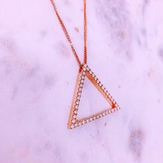 Luxury Triangle Jewelry For Gifts, Minimalist Rose Gold Diamond Necklace With Clavicle Chain, Minimalist Rose Gold Clavicle Chain Diamond Necklace, Modern Rose Gold Necklace With Adjustable Chain, Elegant Triangle Jewelry For Gifts, Anniversary Rose Gold Necklace With Si Clarity, Minimalist Rose Gold Diamond Necklace In Sterling Silver, Minimalist Rose Gold Sterling Silver Diamond Necklace, Modern Rose Gold Diamond Necklace As Gift