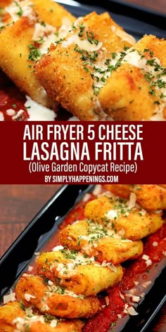 air fryer 5 cheese lasagna fritta with garlic and parmesan