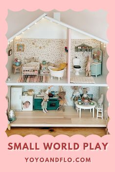 small world play using a dolls house for children Maileg Bedroom, Dollhouse Shelf, Ikea Dollhouse, Dolls House Furniture, Mouse Hole