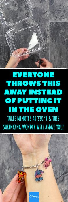 Everyone Throws This Away Instead Of Putting It In The Oven. Three Minutes At 330°F & This Shrinking Wonder Will Amaze You! | A Childhood Hit: Shrink Charms Made From Plastic Packaging | #charms #charmbracelet #DIY #jewelry #shrinkydinks #homemade #bracelet Shrink Charms, Shrink Art, Astuces Diy, Plastic Crafts, Fun Craft, Upcycled Crafts, Childrens Crafts, Plastic Packaging, Recycled Crafts