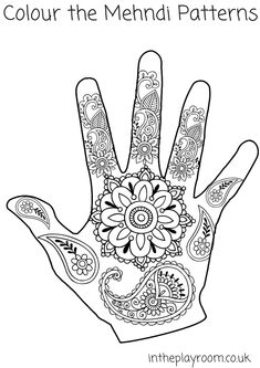 a hand with hendi patterns on it and the words, color the mehni patterns