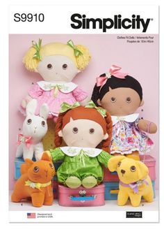 an image of stuffed animals and dolls on the cover of simplicity magazine