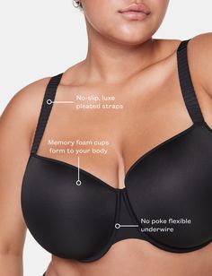 The first bra ever made in half cup sizes. Unmatched 24/7® fit, support & comfort, every day. Invisible under everything from T-shirts to cocktail dresses. Memory foam cups mold to your shape & hide nipples Adjustable straps with stay-put pleat – no slipping No-show double-layer back Unmatched fit in exclusive half cup sizes True to size Moderate (demi) coverage 76% nylon/24% Spandex Machine wash in cold, lay flat to dry Use a lingerie bag for machine wash First Bra, Down Band, True Bra, Female Soccer Players, Bra Size Charts, Best T Shirt, Foam Cups, Plus Size T Shirt, Cup Sizes