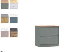 an image of office furniture with different colors and sizes on the front, side, and back sides