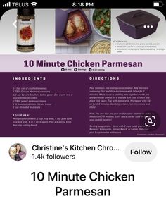 an ad for the 10 minute chicken parmesan recipe, with instructions to make it