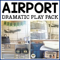 the airport dramatic play pack includes suitcases, luggage and other things to do with them