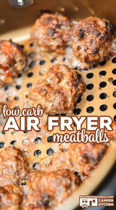 the meatballs are being cooked in the air fryer and ready to be eaten