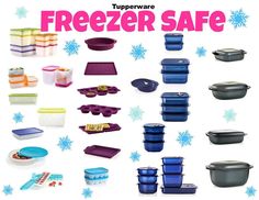 there are many different types of freezer safe dishes on this page, including containers and lids