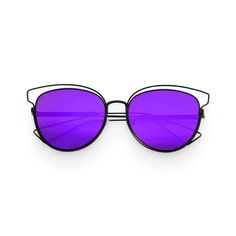 Simple yet bold. For an easy look that’s still stylish. Don’t sacrifice chic with boring frames: these Women’s Bold Purple Cat-Eye Aviator Sunglasses from zeroUV give you that fun, daring pop of color to any look. Get that arched cat-eye look in a sleek pair of beautiful frames that are crafted with a thin black frame and purple mirrored lenses.. Larger (and louder) is better. Attitude meets function. Yes, sunglasses aren't just for looking cool -- they shield your eyes from UVB and UVA rays, fo Better Attitude, Beautiful Frames, Trendy Eyewear, Festival Sunglasses, Eye Damage, Purple Sunglasses, Black Gold Chain, Sunglasses Women Aviators, Image Svg