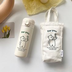 cute stainless steel thermos Portable Water Bottle, Cute Water Bottles, Stainless Steel Thermos, Cute Cups, Vacuum Flask, Stainless Steel Bottle, Water Bottle Accessories, Cute Bears, Things To Buy