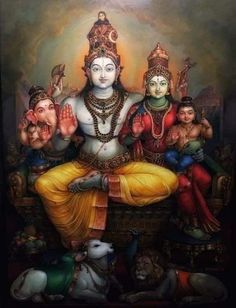 an image of lord ganesha with his five avatars on the back ground