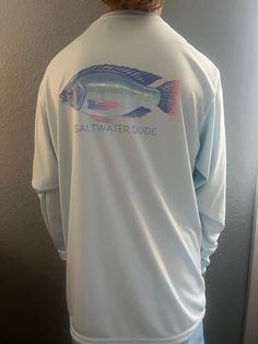 Our dudes need to look cute and southern too!  Our tees are perfect for a day on the water or just hanging around!! All dude shirts are made of moisture wicking, odor resistant and stain release fabric. More importantly they are soft and comfy!  Available sizes XS-XL XS=child's 5/6 S=child's 7/8 M=child's 9/10 L=child's 11/12 XL=child's 13/14 Front and back design on long sleeve tee in white. These designs are my own original design transferred to tee and hold up so well!  Care instructions:  Wash inside out. Hang dry or dry on low heat.  Do not iron directly over design.  All sales are final. Please pay attention to the size guide offered above. I want you to be fully satisfied with your comfy wear so please message me if there are issues. If there is a mistake on the owners part, it will Uv Shirt, Kids Fishing, Long Sleeve Kids, Fishing Shirts, Kids Tops, Long Sleeve Tees, Original Designs, Favorite Outfit, Kids Outfits