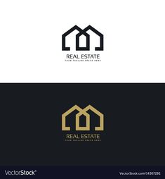 the real estate logo is shown in black and white, with gold foil on it