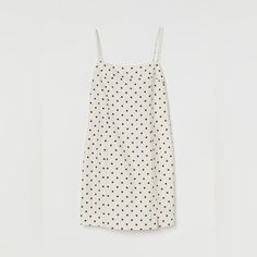 This White Short Dress Featuring A Playful Black Dotted Pattern Is Very Versatile And Extremely Cute. This Fitted Dress Boasts Narrow, Adjustable Shoulder Straps, A Trendy Square Neckline, And An Open Back With Stylish And Adjustable Horizontal Ties. The Shaping Seams At The Front And Back Ensure A Flattering Fit. Fully Lined For Comfort, This Dress Is Perfect For Summer Outings. Size: Small (S) Fits True To Size Color: White/Black, Dotted Fabric: Shell - Lyocell 93%, Polyester 7% | Lining - Vis Chic Polka Dot Cotton Dress, Chic Cotton Polka Dot Dress, Polka Dot Mini Dress For Daywear, White Mini Dress H&m For Daywear, White Short Dress, Dotted Fabric, Hm Dress, Black Dots, White Short