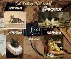 an old photo with cats and other pictures on it's side, along with the caption that says cat pantographs read code