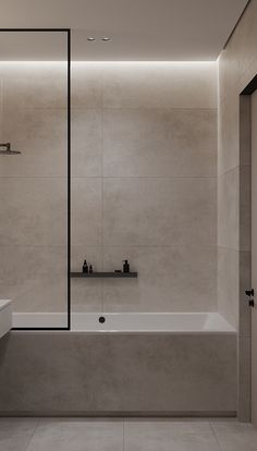 a bathroom with a large bathtub next to a sink and a mirror on the wall