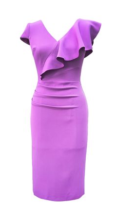 Mellaris Arina Dress DRC354 Lilac Colour The Arina dress is a classic example of a garment that can see you throughout day and evening. From corporate chic, to cocktails. Our ruffle detailing across the bodice and waist, creates an hourglass silhouette that is flatting on all body shapes and sizes. -Fully Lined -Capped Sleeves -V Neckline Wash Care: Hand Wash Separately, Dry Clean Gentle Main Fabric Composition: 86% Polyester, 14% Elastane Lining Composition: 100% Polyester. Model is 5'7''/174cm Formal Dress Patterns, Lilac Colour, Corporate Chic, Cute Dresses For Party, Modest Dresses Casual, Marina Blue, Woman Suit Fashion, Stylish Party, Lilac Dress