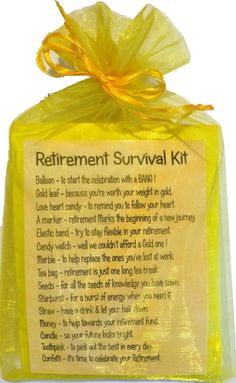 a yellow gift bag with a poem written on it