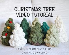 crochet christmas tree video pattern with text overlay that reads, christmas tree video tutor