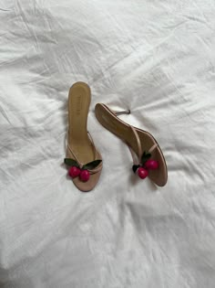 Vintage Designer Shoes, Vintage Designer Heels, Sandals Summer Heels, Cherry Shoes, Cherry Vintage, Vintage Sandals