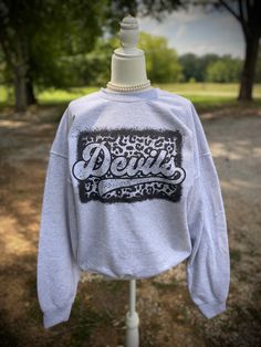 "\"Devils\" -Professionally DTG Printed  -Unisex True To Size Fit Sweatshirt  -Shirts are made to order. Please Allow 1-2 weeks processing time  - I do not offer Returns, Order Cancelations or Refunds -Size chart is listed in item photos!" Band Merch Long Sleeve Tops For College, Long Sleeve Band Merch Tops For College, Band Merch Tops For College In Fall, Sweatshirt Shirts, Rainbow City, Football Mom Shirts, Shirt Football, Blue Devil, Football Mom