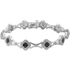 Add a touch of sparkle to your look with this beautiful 1/4ct. T.W. Black princess diamond bracelet. Crafted with sterling silver metal. This 1/4ct. T.W. Diamond sterling silver fashion bracelet is perfect for coordinating with any outfit. Spruce up your ensemble with this dazzling fashion bracelet. This link style sterling silver fashion bracelet features a high polish finish for extra shine and a fishhook clasp to secure your stylish look. This gorgeous fashion link bracelet measures 7.5 inche Classic White Gold Diamond Bracelet With Black Diamonds, Elegant Black Diamond Tennis Bracelet, Elegant Diamond Bracelet With Black Diamonds, Elegant Tennis Bracelet With Black Diamonds, Formal White Gold Bracelet With Black Diamonds, Formal White Gold Diamond Bracelet With Black Diamonds, Formal Black Diamond Bracelet, Formal Diamond Bracelet With Black Diamonds, Classic Silver Tennis Bracelet With Black Diamonds