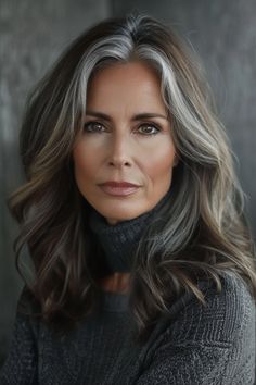 28 Stunning Gray Hair Blending Ideas You Need To Try Women Haircuts Long, Long Gray Hair, Grey Hair Color