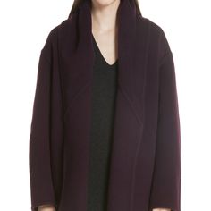 Euc Vince Shawl Collar Wool Coat S Dk Mulberry Elegant Purple Outerwear For Fall, Purple Wool Outerwear For Work, Elegant Purple Wool Outerwear, Purple Cardigan For Workwear, Fall Season, Purple Cardigan For Workwear In Fall, Purple Cardigan For Work In Fall, Purple Cardigan For Fall Workwear, Mulberry Color, Shawl Collar