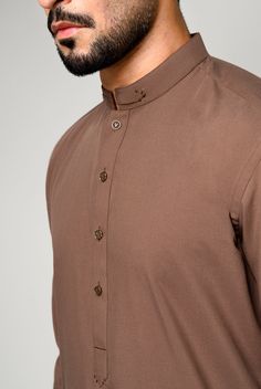 Material: Wash & WearShalwar Kameez Details : Ban Straight Shirt Plain Back Full Sleeves Color : Brown Fabric : Wash & Wear Fabric Season : Winter Kurta Style, Kurta Design, African Men Fashion, African Men