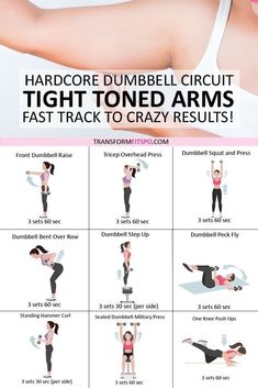 a woman doing dumbbell exercises with the text, how to do dumbbell circuit tight tone