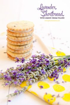 lavender shortbread cookies with lemon cream filling