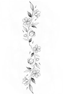 a black and white drawing of flowers