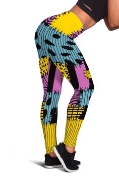 Rock it in these high quality Sally Leggings! Get the casual shoes to match in our store! (https://www.etsy.com/listing/861427626/free-shipping-nightmare-before-christmas) 80% Polyester / 20% Spandex; Compression fit and suited for all body types; Four way stretch for optimal comfort 1 1/2 inch soft elastic waistband Machine wash gentle/Hand wash cold; Do not bleach; Do not iron; Do not dry clean; Line dry Made In USA with imported fabric Decoration Type: Sublimation Please note that design plac Leggings Halloween Costume, Wedding Makeup Blue, Sally Costume, Rave Pants, Toy Story Costumes, Gothic Christmas, Sally Nightmare, Couple Costume, Sally Nightmare Before Christmas