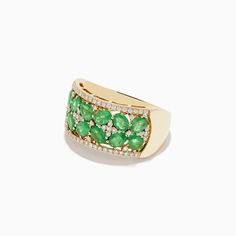 Effy Brasilica 14K Yellow Gold Emerald and Diamond Ring Exquisite 14k Gold Green Jewelry, Exquisite Green 14k Gold Jewelry, Fine Jewelry In 14k Green Gold, Fine Jewelry In 14k Gold With Green Color, Green Oval 14k Gold Jewelry, Oval Green 14k Gold Jewelry, Fine Jewelry Stamped 14k In Green, Fine Jewelry In Green With 14k Stamp, Green Stamped 14k Fine Jewelry