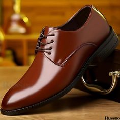 Russoo - Mens Plus-Size Solid Dress Shoes: Comfortable, Non-Slip Lace-Up Footwear for Business and Outdoor Activities Business Formals, Black Tie Optional, Outdoor Dress, Mens Derby Shoes, Shoes Elegant, Business Casual Shoes, Slip On Dress Shoes, Business Shoes, Business Formal