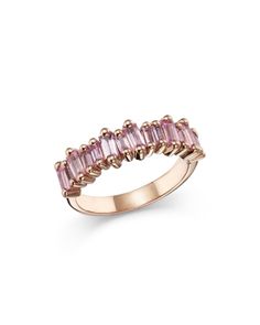 Suzanne Kalan 18K Rose Gold Pink Sapphire Baguette Band Pink Wedding Band, Pink Jewerly, Pink Sapphire Wedding Band, Baguette Band, Baguette Wedding Band, Sapphire And Diamond Band, Suzanne Kalan, Yellow Gold Wedding Band, Rose Gold Pink