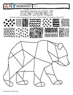 an animal made out of geometric shapes and lines, with the word's name on it