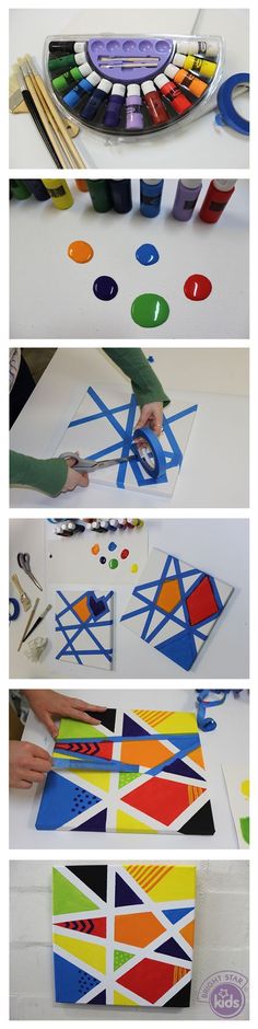 the process to make geometric shapes with colored paper