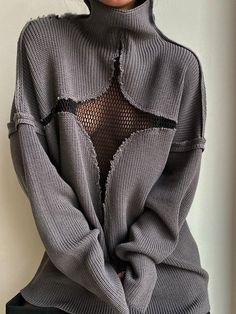 Y2K Women Spring Autumn Hollow Out Sweaters Knitwear Mesh Patchwork Long Sleeve High Neck Ribbed Knitted PulloversHello! Welcome to our store!Quality is the first with best service. customers all are our friends.Fashion design,100% Brand New, high quality! There is 2-3% difference according to manual measurement.please check the measurement chart carefully before you buy the item.1 inch = 2.54 cmPlease note that slight color difference should be acceptable due to the light and screen.What You Ge Turtleneck Top Outfit, Hollow Sweater, Gothic Mode, Fishnet Top, Y2k Clothes, 90s Grunge, High Neck Long Sleeve, Long Sleeve Turtleneck, Knit Sweatshirt