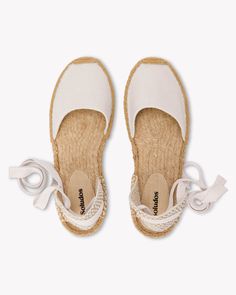 Soludos Women’s Lace Up Espadrilles - Oasis White Spring Open Toe Jute Espadrilles, Spring Jute Espadrilles With Open Toe, Vacation Jute Espadrilles With Round Toe, Cream Sandals With Rubber Sole For Beach, Jute Espadrilles With Woven Sole And Round Toe, Casual Jute Espadrilles With Round Toe, Casual Jute Sandals For Spring, Comfortable Canvas Sandals For Summer, Natural Straw Espadrilles With Cushioned Footbed