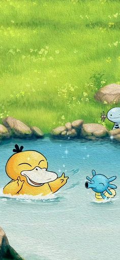 an image of cartoon characters playing in the water