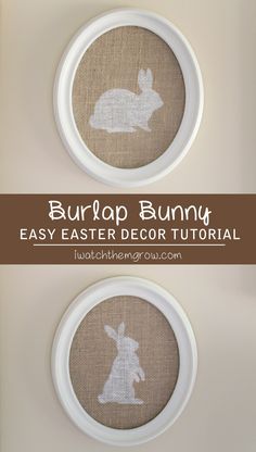 an easy diy easter decoration with the words burlap bunny on it