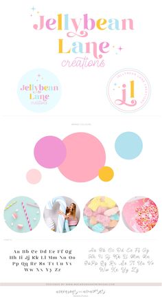 an advertisement for jellybean lane creations, with different images and words on it