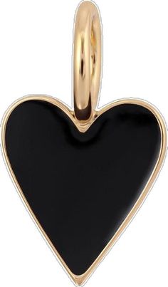 Gold Heart Jewelry With Black Enamel, Rose Gold Jewelry With Black Enamel As A Gift, Rose Gold Black Enamel Jewelry Gift, Rose Gold Jewelry With Black Enamel For Gift, Black Enamel Heart Pendant Jewelry, Black Enamel Heart Pendant Jewelry Gift, Heart Charm Necklace, Black Enamel, Shine Bright