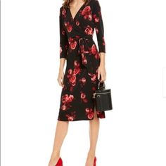 Inc International Concepts Midi Floral Print Dress Shell 95% Polyester 5% Spandex Lining 100% Nylon Black Elastane Midi Dress For Spring, Mid Dress, Long Sleeve Turtleneck Dress, Embroidered Dress Boho, Pink Sleeveless Dress, Denim Midi Dress, Beaded Cocktail Dress, Ruched Bodycon Dress, Silk Slip Dress