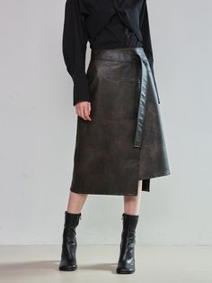 Composition : FABRIC - MADE IN JAPAN / FABRIC [SURFACE]: 100% POLYURETHANEFABRIC [BACK SIDE]: 100% RAYON / LININCountry of Origin : KOREA Leather Wrap Skirt, Leather Wraps, Wrap Skirt, Made In Japan, Composition, Japan, Skirt, The Originals, Clothes For Women