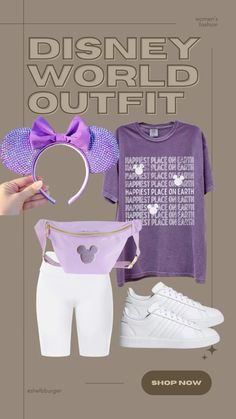 the disney world outfit is purple and white