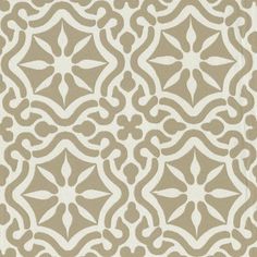 a beige and white wallpaper with an intricate design on it's surface,